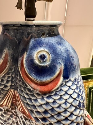 Lot 66 - Chinese Glazed Porcelain ‘Twin Fishes’ Vase