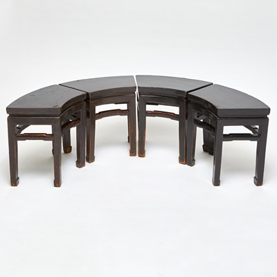 Lot 85 - Set of Four Chinese Black Lacquered Softwood Stools
