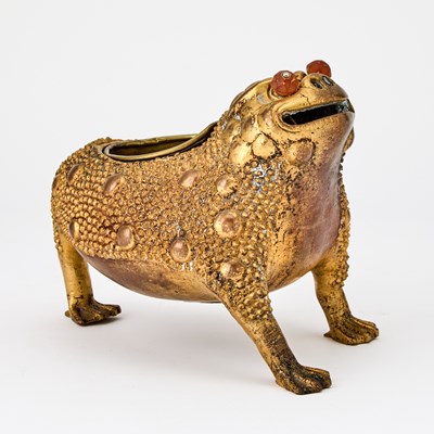 Lot 77 - Chinese Gilt Copper Alloy Figural Censer