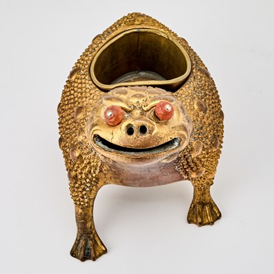 Lot 77 - Chinese Gilt Copper Alloy Figural Censer
