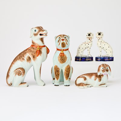 Lot 71 - Group of Porcelain and Pottery Figures of Dogs