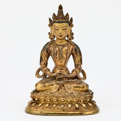 Lot 82 - Sino-Tibetan Gilt Bronze Figure of Amitayus