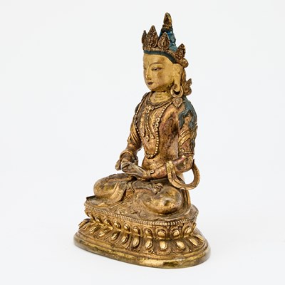 Lot 82 - Sino-Tibetan Gilt Bronze Figure of Amitayus