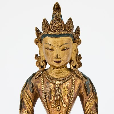 Lot 82 - Sino-Tibetan Gilt Bronze Figure of Amitayus