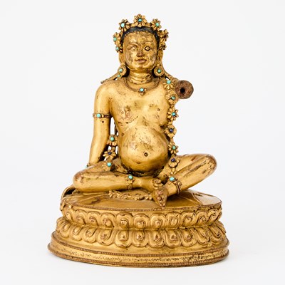 Lot 365 - A Rare Tibetan Gilt Bronze Figure of Virupa