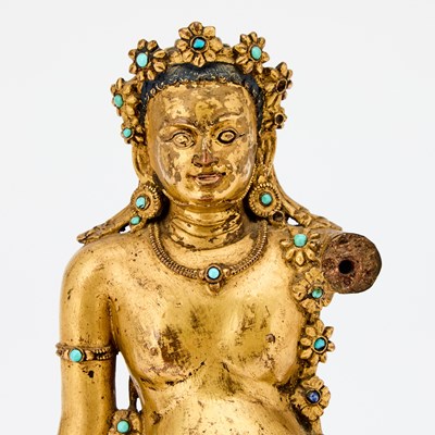 Lot 365 - A Rare Tibetan Gilt Bronze Figure of Virupa