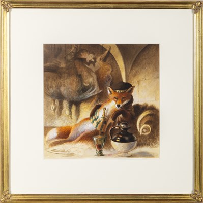 Lot 28 - Original watercolor of Reynard the Fox by Alain Vaes