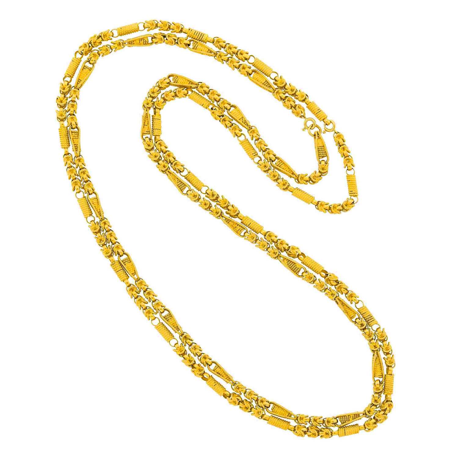 Lot 101 - Pair of Long Gold Chain Necklaces