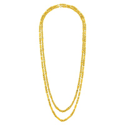 Lot 101 - Pair of Long Gold Chain Necklaces