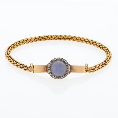 Lot 226 - Russian Gold, Diamond and Moonstone Bracelet