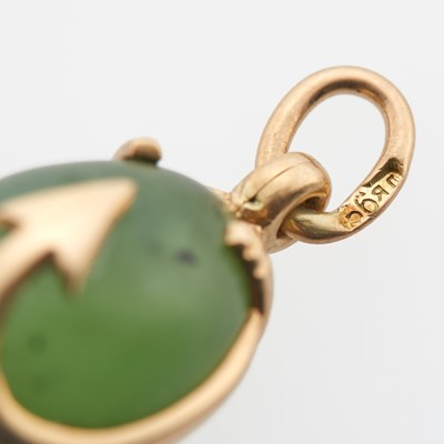 Lot 218 - Russian Gold-Mounted Nephrite Pendant Egg