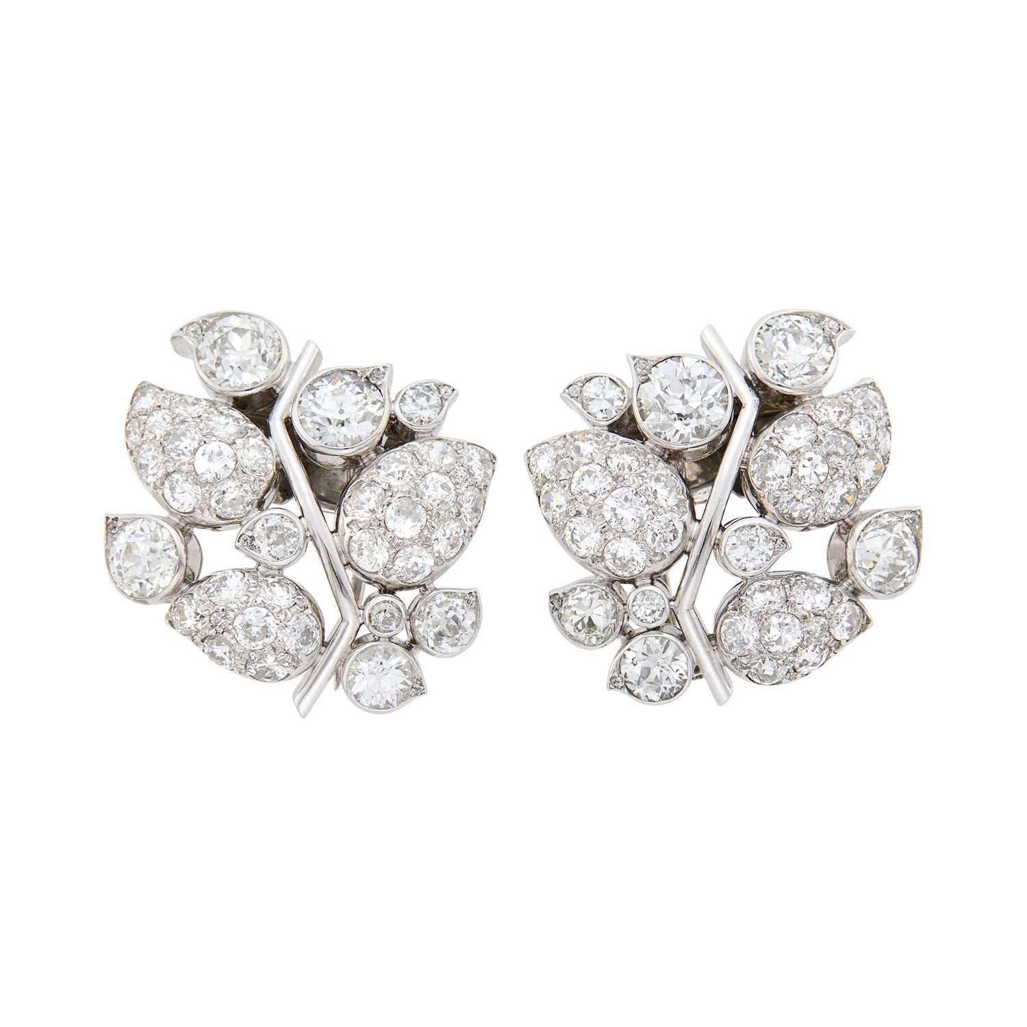 Lot 288 - Suzanne Belperron Pair of Platinum, White Gold and Diamond Clips, France