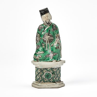 Lot 517 - A Chinese Famille Verte Biscuit Porcelain Figure