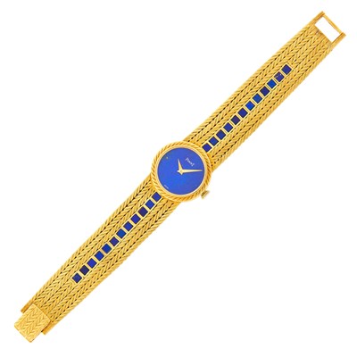 Lot 47 - Piaget Braided Gold and Lapis Mesh Wristwatch, Ref. 114 6424 E11