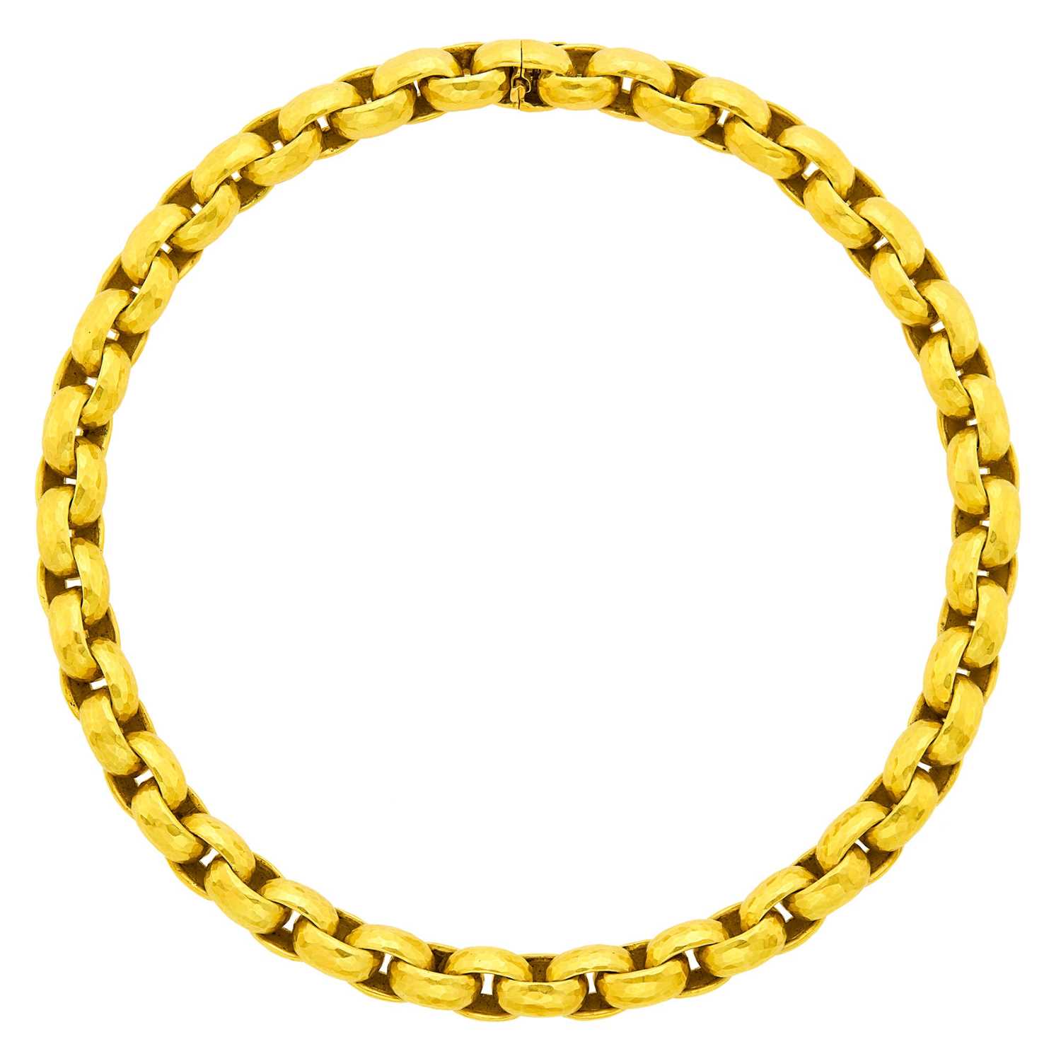 Lot 1224 - Tiffany & Co., Paloma Picasso Hammered Gold Link Necklace