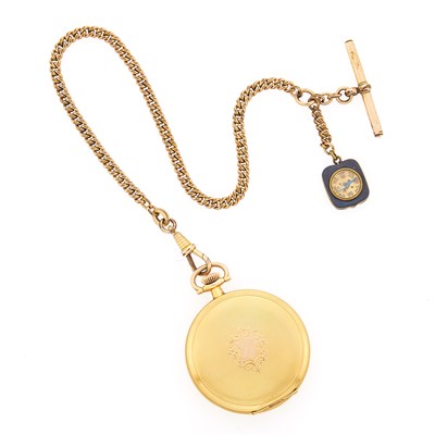 Lot 1237 - Elgin Low Karat Gold Hunting-Case Pocket Watch with Gilt-Metal Fob Chain