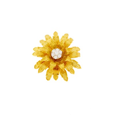 Lot 1026 - Tiffany & Co. Gold and Diamond Flower Brooch