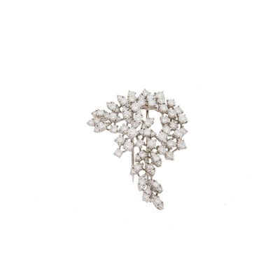 Lot 1104 - Platinum and Diamond Clip-Brooch