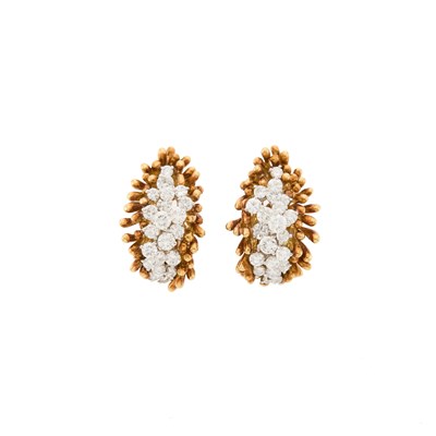 Lot 1022 - Pair of Gold and Diamond Earclips