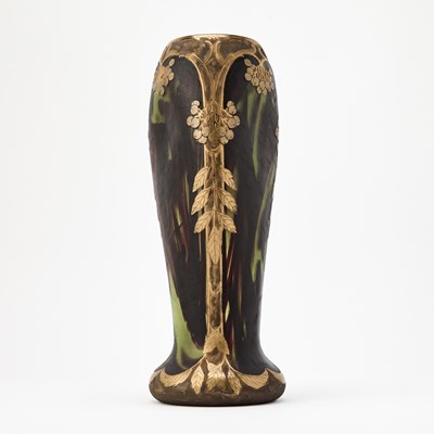Lot 132 - Legras et Cie. Art Nouveau Blown, Acid-Etched and Gilt Decorated Glass Vase