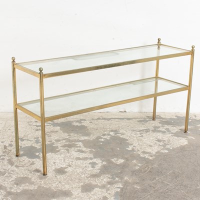 Lot 125 - Two-Tier Brass and Glass Console