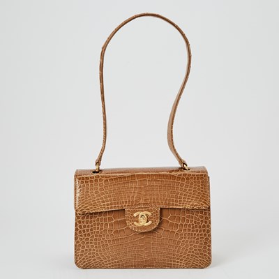 Lot 1256 - Chanel Tan Crocodile Flap Bag
