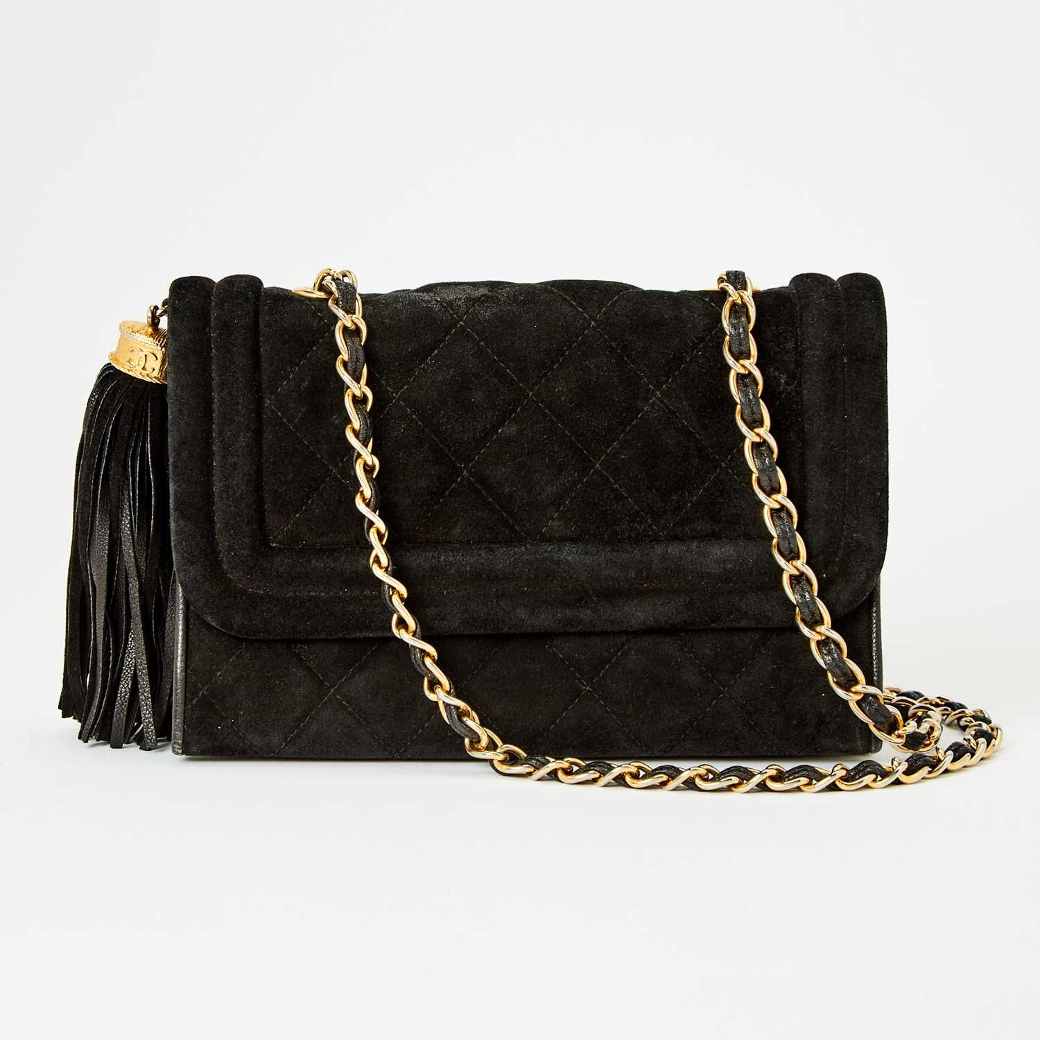 Lot 1252 - Chanel Black Suede Flap Bag