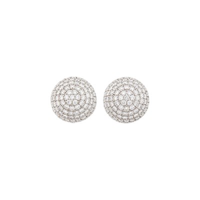 Lot 120 - David Morris Pair of White Gold and Diamond Dome Earclips