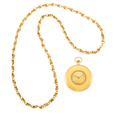 Lot 1290 - Vulcain Gold Demi-Case Pendant-Watch with Long Gold Chain Necklace