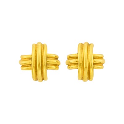 Lot 12 - Tiffany & Co. Pair of Gold 'X' Earclips