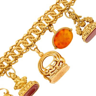 Lot 84 - Gold and Antique Fob Charm Bracelet