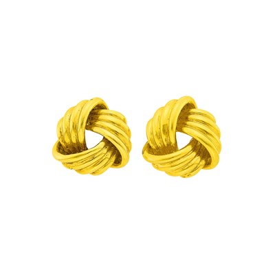 Lot 90 - Tiffany & Co. Pair of Gold Love Knot Earclips
