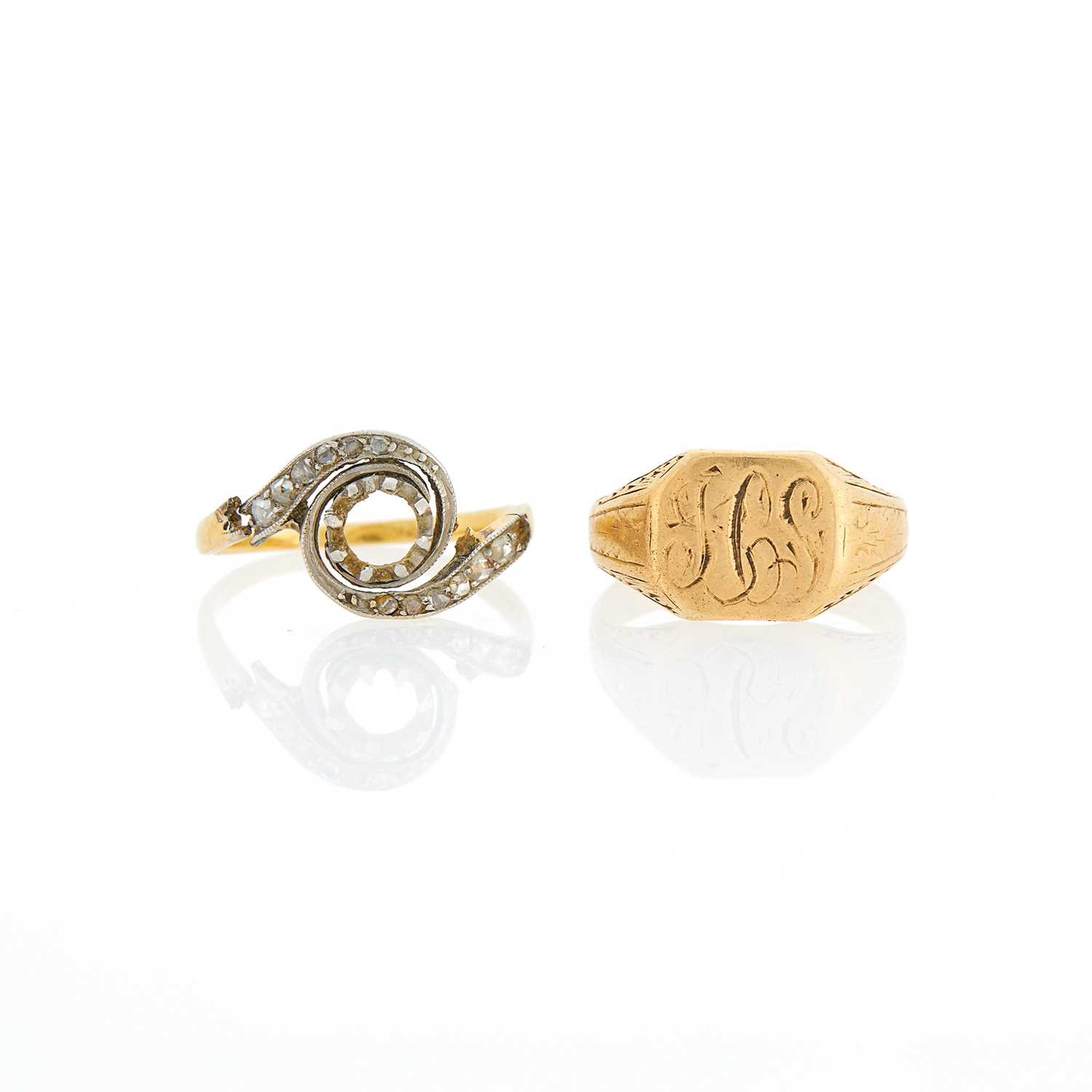 Lot 1197 - Gold Signet Ring and Ring Fragment