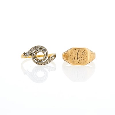 Lot 1197 - Gold Signet Ring and Ring Fragment
