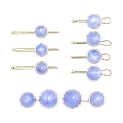 Lot 23 - Platinum, White Gold and Star Sapphire Dress Set