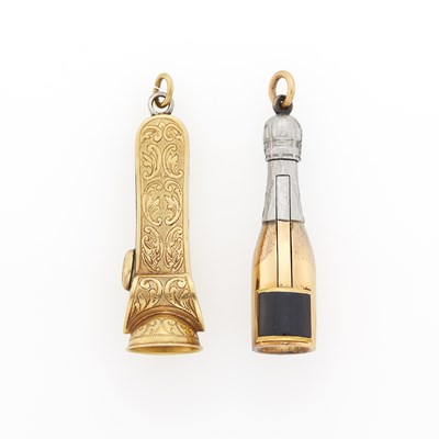 Lot 1292 - Two Gold and Silver Cigar Fob Charms
