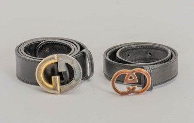 Lot 193 - Two Gucci Ladies Black Leather Belts