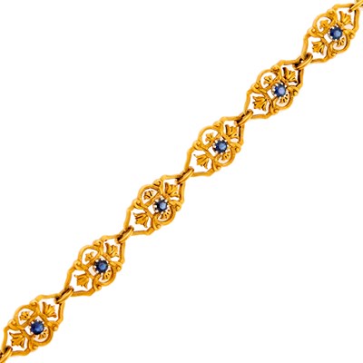 Lot 1183 - Gold and Sapphire Link Bracelet