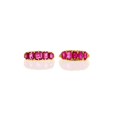 Lot 1199 - Pair of Gold, Ruby and Diamond Rings