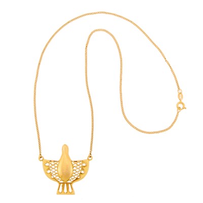 Lot 1096 - Ilias Lalaounis Gold Bird Pendant-Necklace