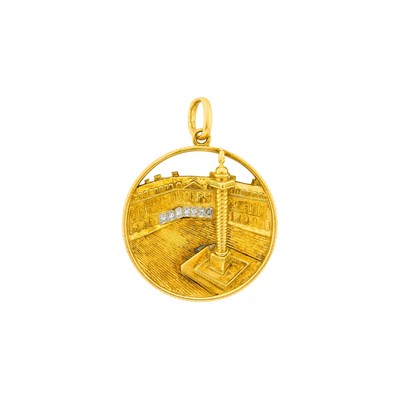 Lot 84 - Van Cleef & Arpels Gold, Platinum and Diamond 'Place Vendome' Charm, France
