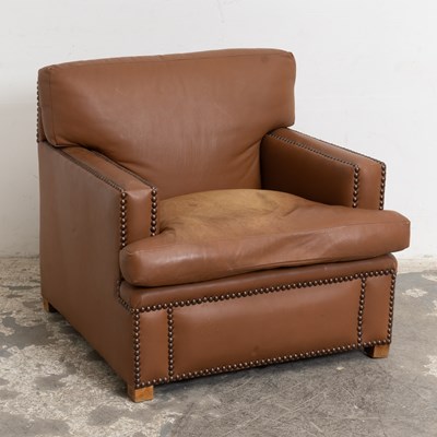 Lot 151 - Brown Faux Leather Upholstered Club Chair