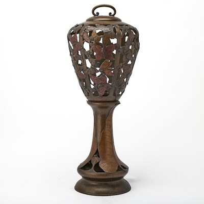Lot 131 - Japanese Openwork Copper Lantern Now Mounted as a Table Lamp