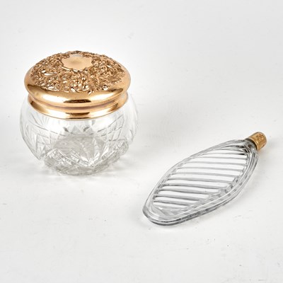 Lot 3132 - Gold-Plated Metal and Cut Glass Dresser Jar