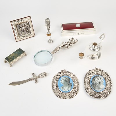 Lot 3320 - Group of Silver and Silver Plated Desk Articles