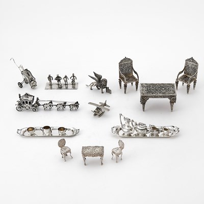 Lot 3319 - Group of Silver Miniature Furniture and Other Table Articles