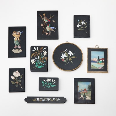 Lot 3331 - Group of Ten Italian Pietra Dura Plaques and Desk Weights