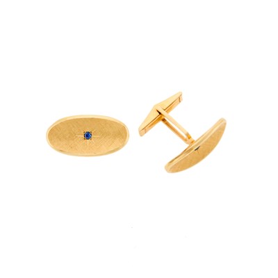 Lot 1076 - Tiffany & Co., Pair of Gold and Sapphire Cufflinks