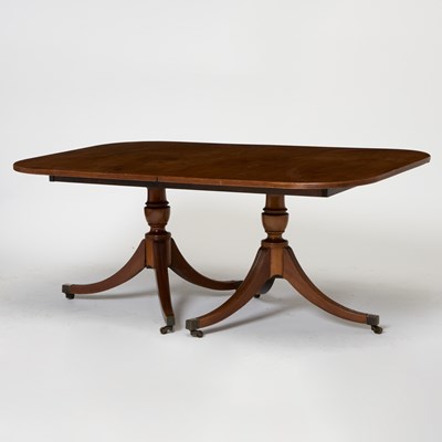 Lot 148 - George III Style Mahogany Double Pedestal Dining Table with Two Leaves