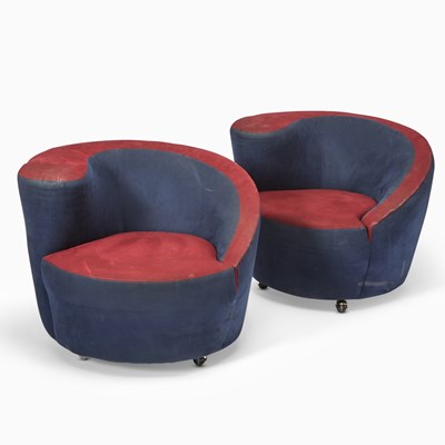 Lot 403 - Pair of Vladimir Kagan Upholstered “Corkscrew” Armchairs